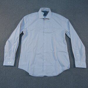 Calvin Klein Mens Extreme Slim Fit Button Down Shirt 16 L 32/33 White Gray